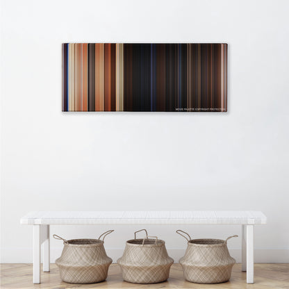 Army of Darkness color palette canvas above a white bench with three woven baskets