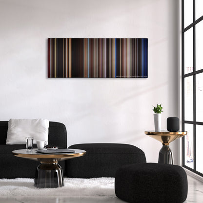 The Notebook color palette canvas above a black sofa with a gold-topped table