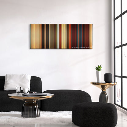 Gods of Egypt color palette canvas above a black sofa with a gold-topped table