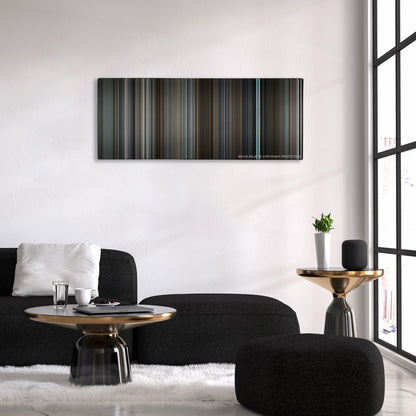 The Ghost Writer color palette canvas above a black sofa with a gold-topped table