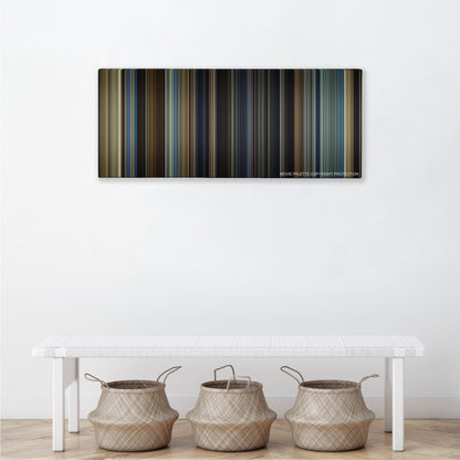 Exodus: Gods and Kings color palette canvas above a white bench with three woven baskets