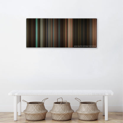 Street Kings color palette canvas above a white bench with three woven baskets
