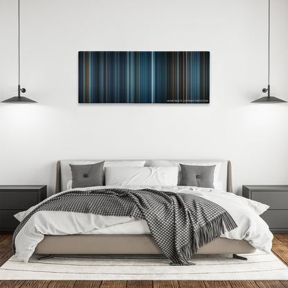 Gothika color palette canvas above a bed, between two black pendant lamps