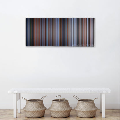 Home Alone 3 color palette canvas above a white bench with three woven baskets