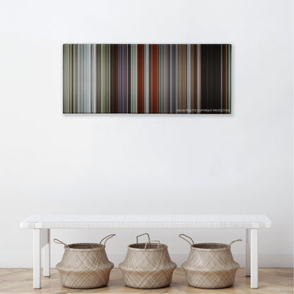 Final Destination 5 color palette canvas above a white bench with three woven baskets