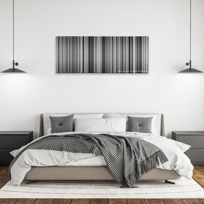 The 400 Blows color palette canvas above a bed, between two black pendant lamps