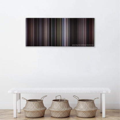 The Jackal color palette canvas above a white bench with three woven baskets