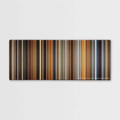 Ocean's Twelve color palette canvas print: thousands of thin vertical stripes of color