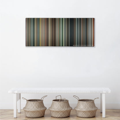 RED 2 color palette canvas above a white bench with three woven baskets