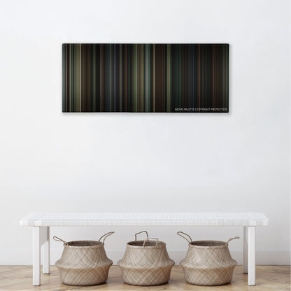 The Skeleton Key color palette canvas above a white bench with three woven baskets