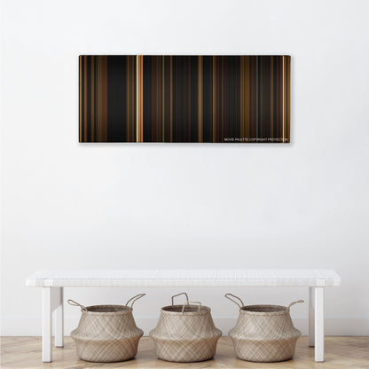 Immortals color palette canvas above a white bench with three woven baskets