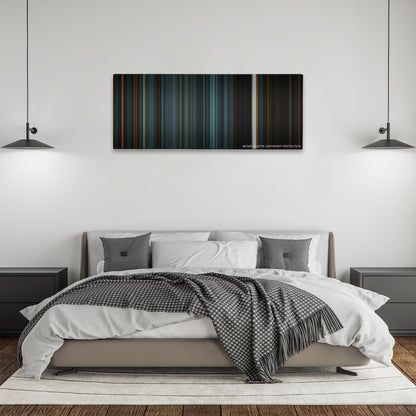Sweeney Todd: The Demon Barber of Fleet Street color palette canvas above a bed, between two black pendant lamps