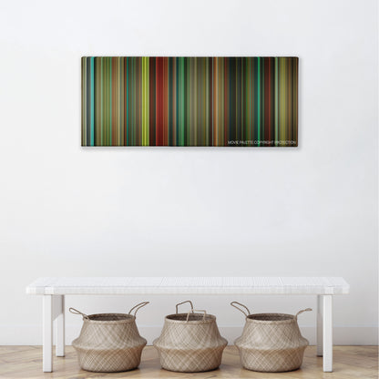 Push color palette canvas above a white bench with three woven baskets