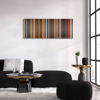 Abraham Lincoln: Vampire Hunter color palette canvas above a black sofa with a gold-topped table