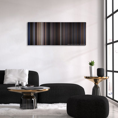 The Punisher color palette canvas above a black sofa with a gold-topped table