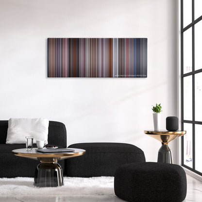 The Naked Gun 2 1/2 : The Smell of Fear color palette canvas above a black sofa with a gold-topped table