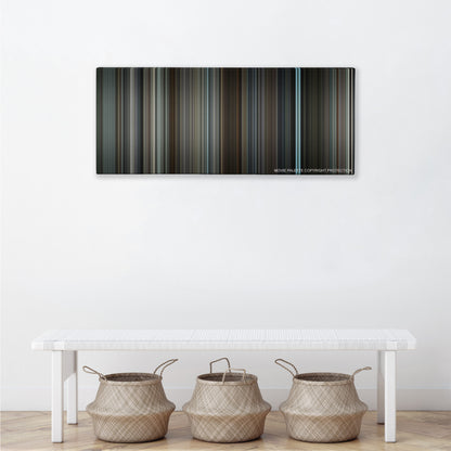 The Ghost Writer color palette canvas above a white bench with three woven baskets