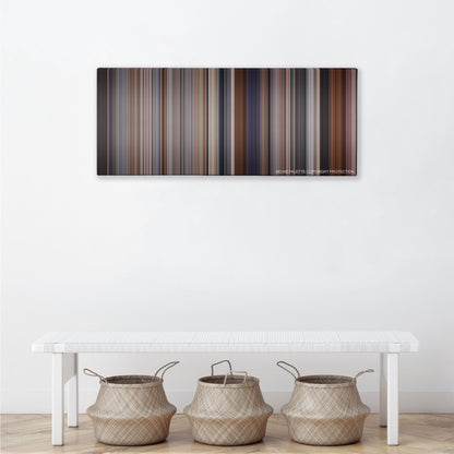 Lethal Weapon 3 color palette canvas above a white bench with three woven baskets