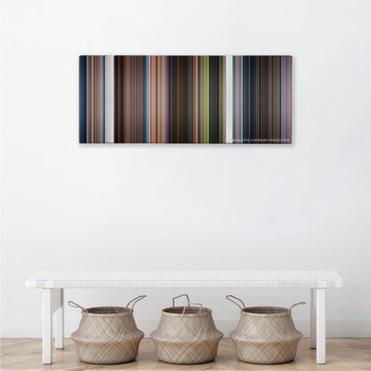 Rise of the Guardians color palette canvas above a white bench with three woven baskets