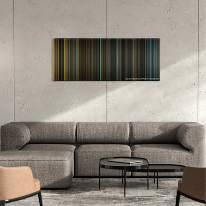 The Other Boleyn Girl color palette canvas on a concrete wall above a gray sectional sofa