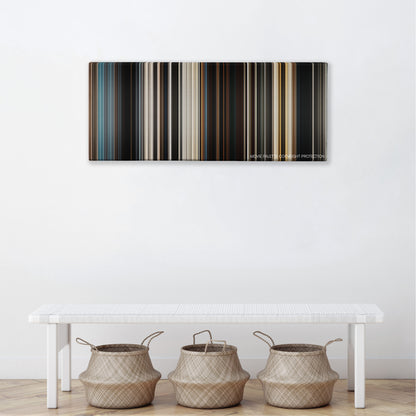 Dune color palette canvas above a white bench with three woven baskets