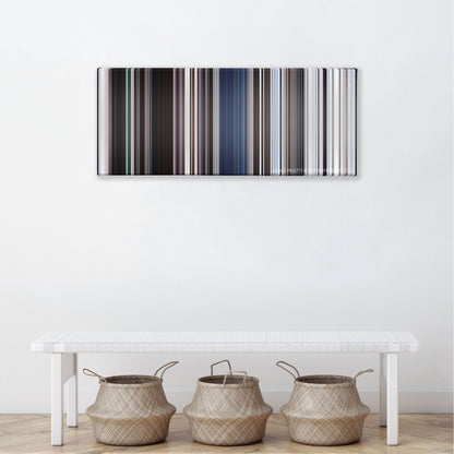 Eternals movie barcode canvas print, the whole film as stripes of color