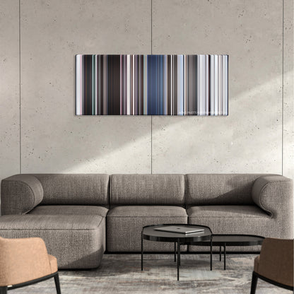 Eternals movie barcode canvas print, the whole film as stripes of color