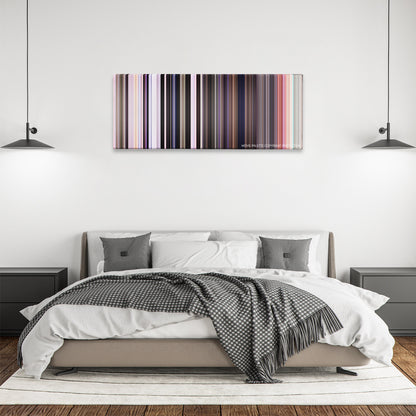 Spider-Man: No Way Home color palette canvas above a bed, between two black pendant lamps