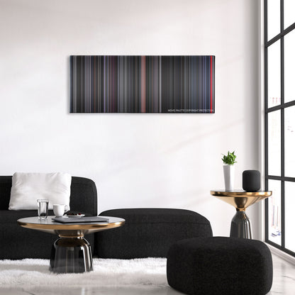 The Batman color palette canvas above a black sofa with a gold-topped table