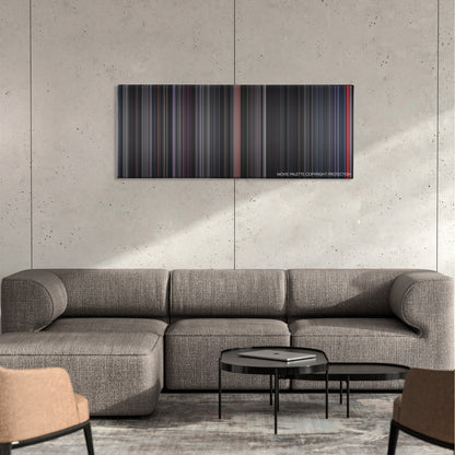 The Batman movie barcode canvas print, the whole film as stripes of color
