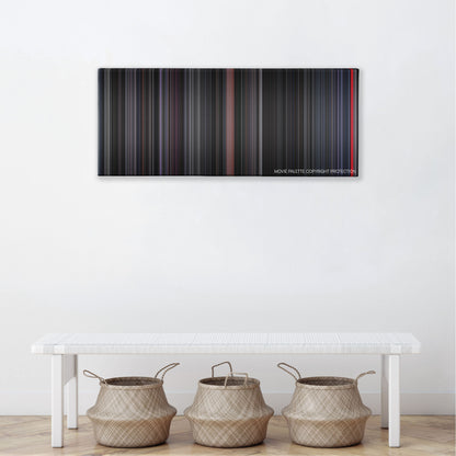The Batman movie barcode canvas print, the whole film as stripes of color