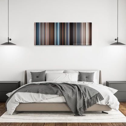 Fantastic Beasts: The Secrets of Dumbledore color palette canvas above a bed, between two black pendant lamps