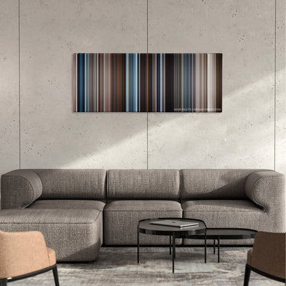 Fantastic Beasts: The Secrets of Dumbledore movie barcode canvas print, the whole film as stripes of color