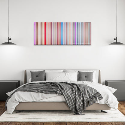 Doctor Strange in the Multiverse of Madness color palette canvas above a bed, between two black pendant lamps