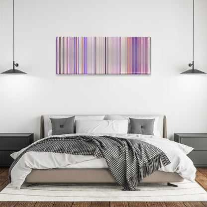 Minions: The Rise of Gru color palette canvas above a bed, between two black pendant lamps
