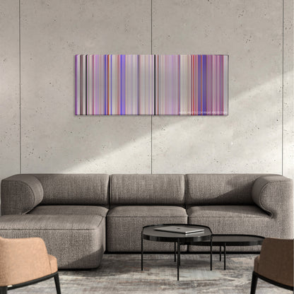 Minions: The Rise of Gru movie barcode canvas print, the whole film as stripes of color