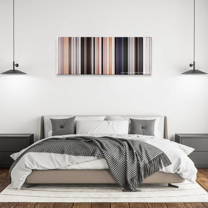 Thor: Love and Thunder color palette canvas above a bed, between two black pendant lamps