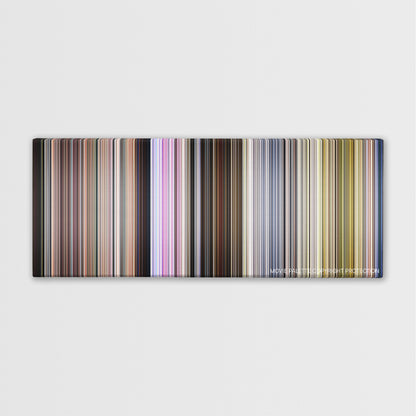 Groupers movie barcode canvas print, the whole film as stripes of color