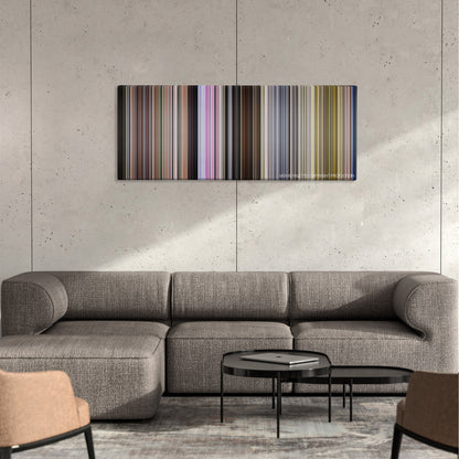 Groupers movie barcode canvas print, the whole film as stripes of color