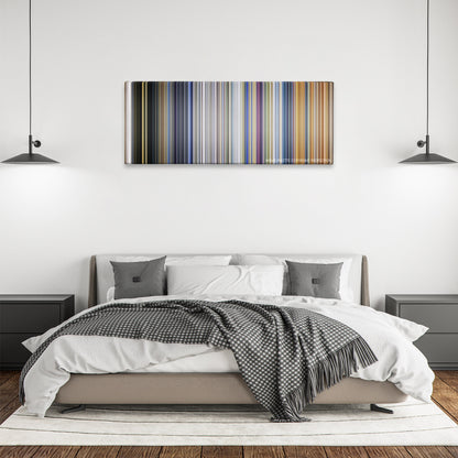 Black Adam color palette canvas above a bed, between two black pendant lamps