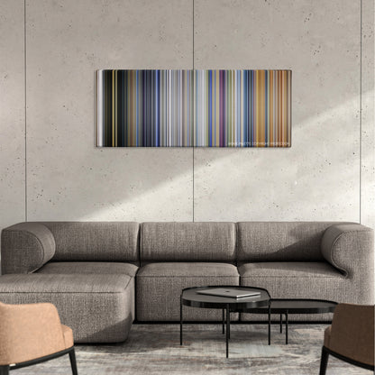Black Adam movie barcode canvas print, the whole film as stripes of color