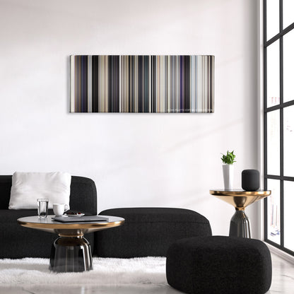 Black Panther: Wakanda Forever color palette canvas above a black sofa with a gold-topped table