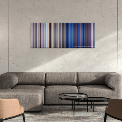Lightyear movie barcode canvas print, the whole film as stripes of color