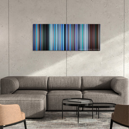 Avatar: The Way of Water movie barcode canvas print, the whole film as stripes of color