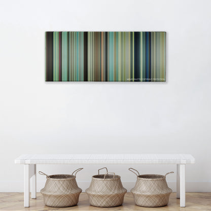 Purple Hearts movie barcode canvas print, the whole film as stripes of color