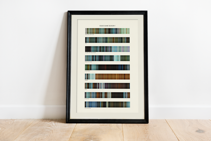 Squid Game Season 1 movie barcode canvas print, the whole film as stripes of color